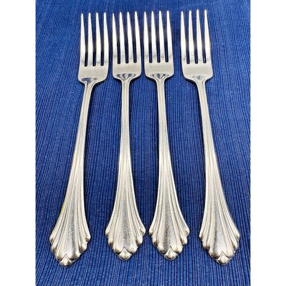 Oneida Bancroft Fortune Dinner Fork 7.5 inch Lot of 4 Stainless Flatware USA - Picture 2 of 5